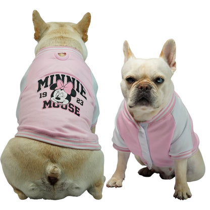 Beisbolera Minnie Mouse rosada para perros y gatos en 
algodón perchado vista frontal - Animal Power Colombia
