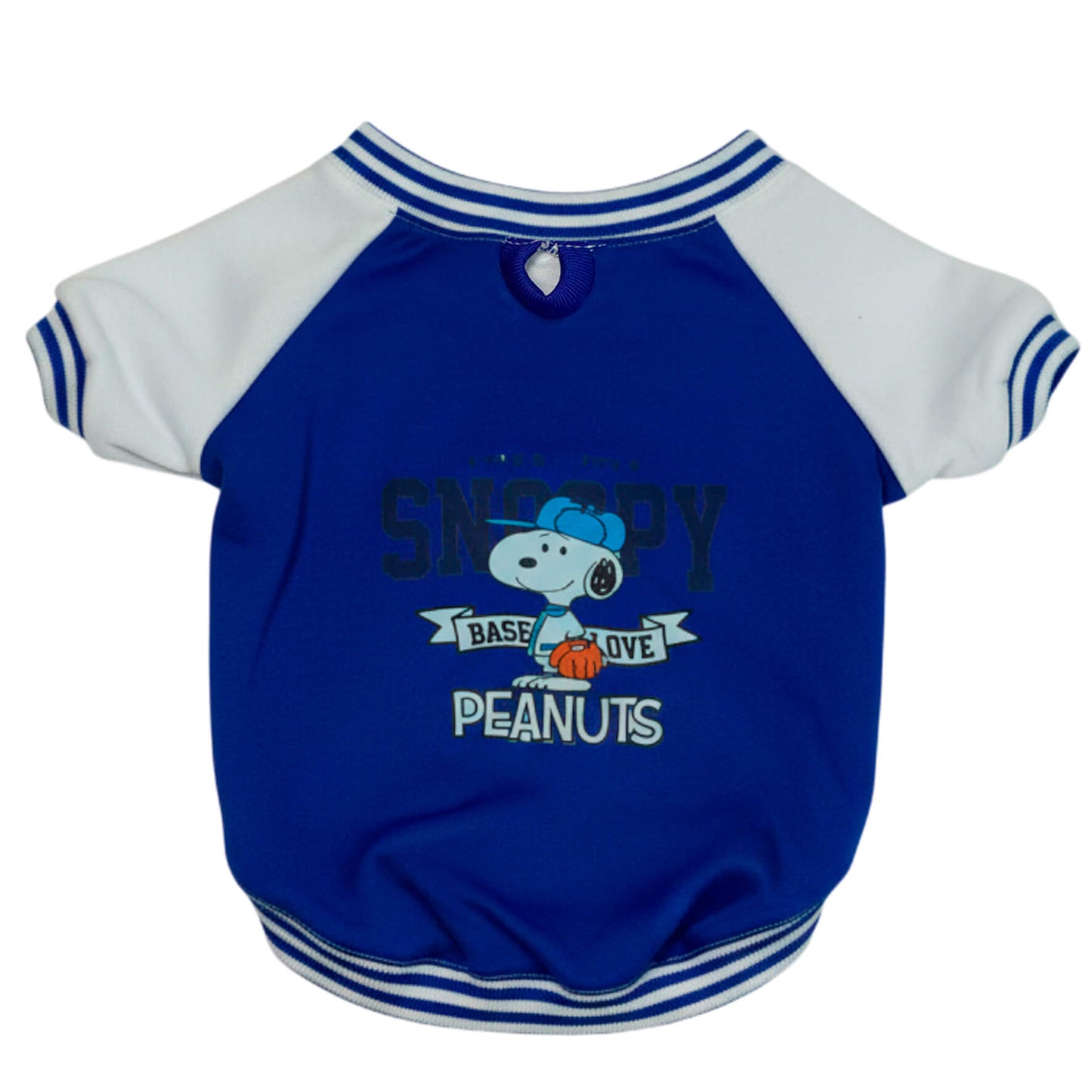 Beisbolera Snoopy azul para perros y gatos en algodón 
perchado vista frontal - Animal Power Colombia 3
