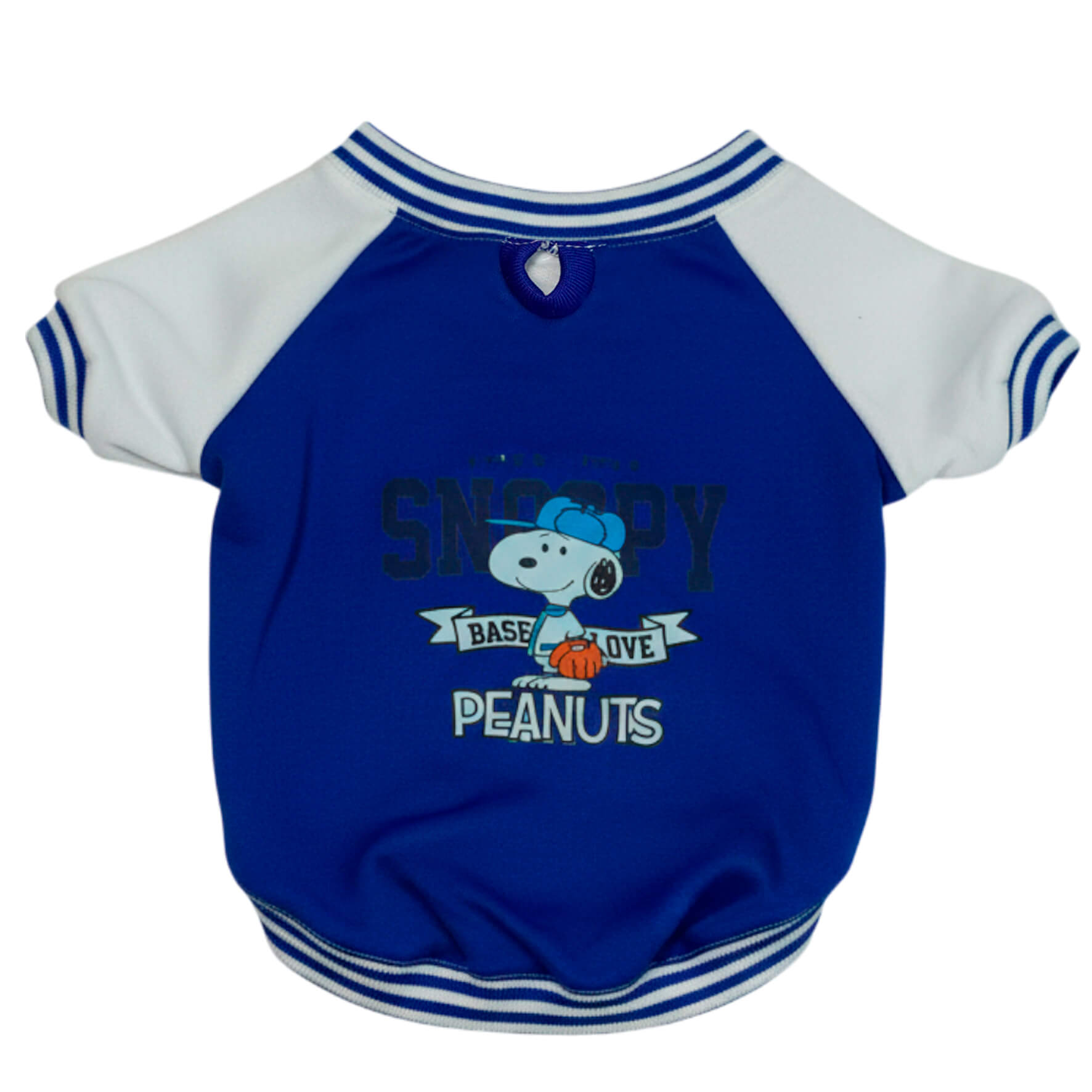 Beisbolera Snoopy azul para perros y gatos en algodón 
perchado vista frontal - Animal Power Colombia 3
