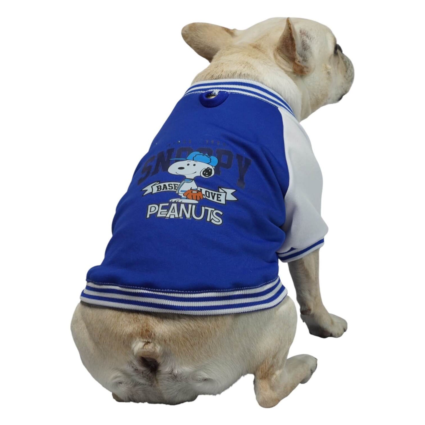 Beisbolera Snoopy azul para perros y gatos en algodón 
perchado vista frontal - Animal Power Colombia 7
