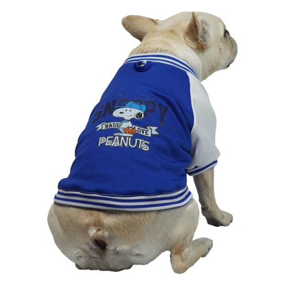 Beisbolera Snoopy azul para perros y gatos en algodón 
perchado vista frontal - Animal Power Colombia 7
