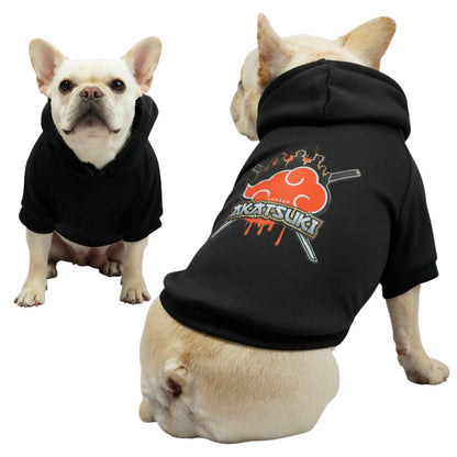 Buzo anime Akatsuki Naruto para perros y gatos en algodón 
perchado negro vista frontal - Animal Power Colombia
