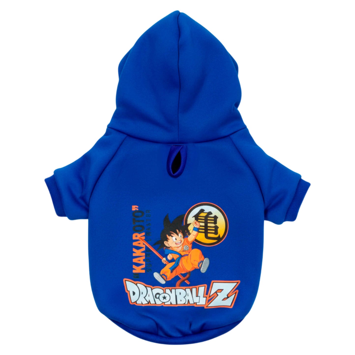 Buzo anime Dragon Ball para perros y gatos en algodón 
perchado azul vista frontal - Animal Power Colombia
3