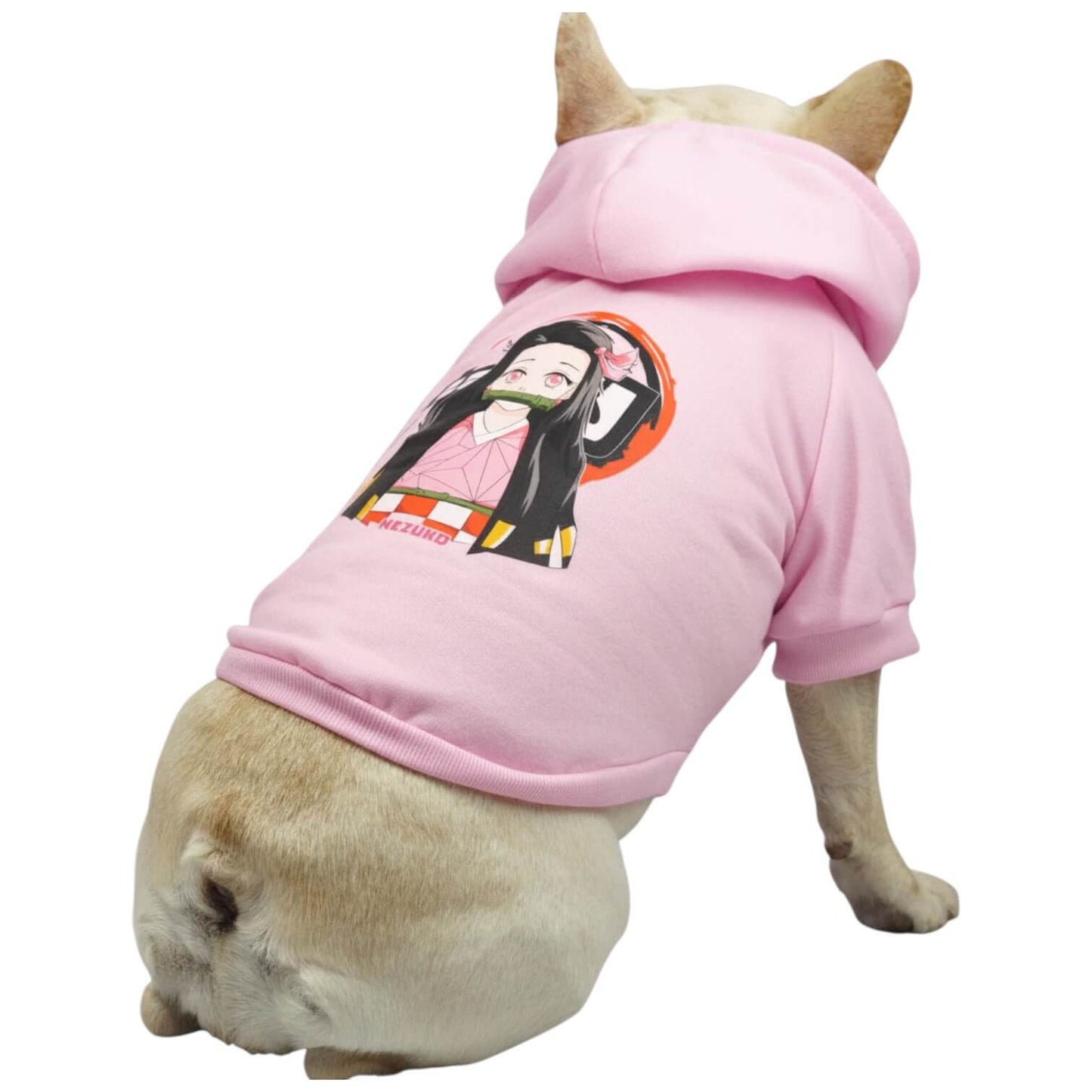 Buzo anime Nezuko para perros y gatos en algodón perchado 
rosado vista frontal - Animal Power Colombia 3

