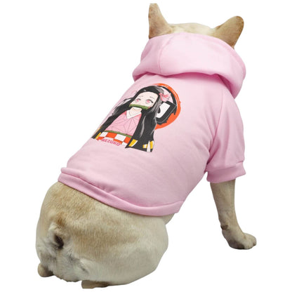  Buzo anime Nezuko para perros y gatos en algodón perchado 
rosado vista frontal - Animal Power Colombia 3

