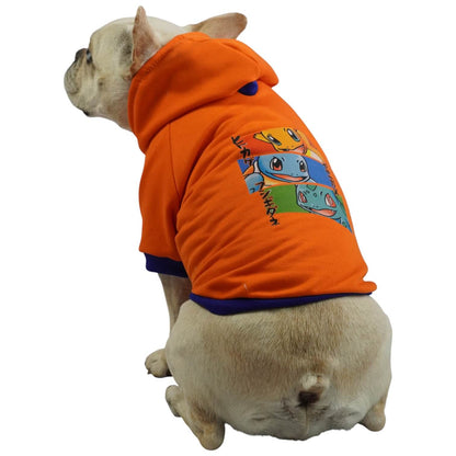 Buzo anime Pokémon para perros y gatos en algodón perchado 
naranja vista frontal - Animal Power Colombia
3