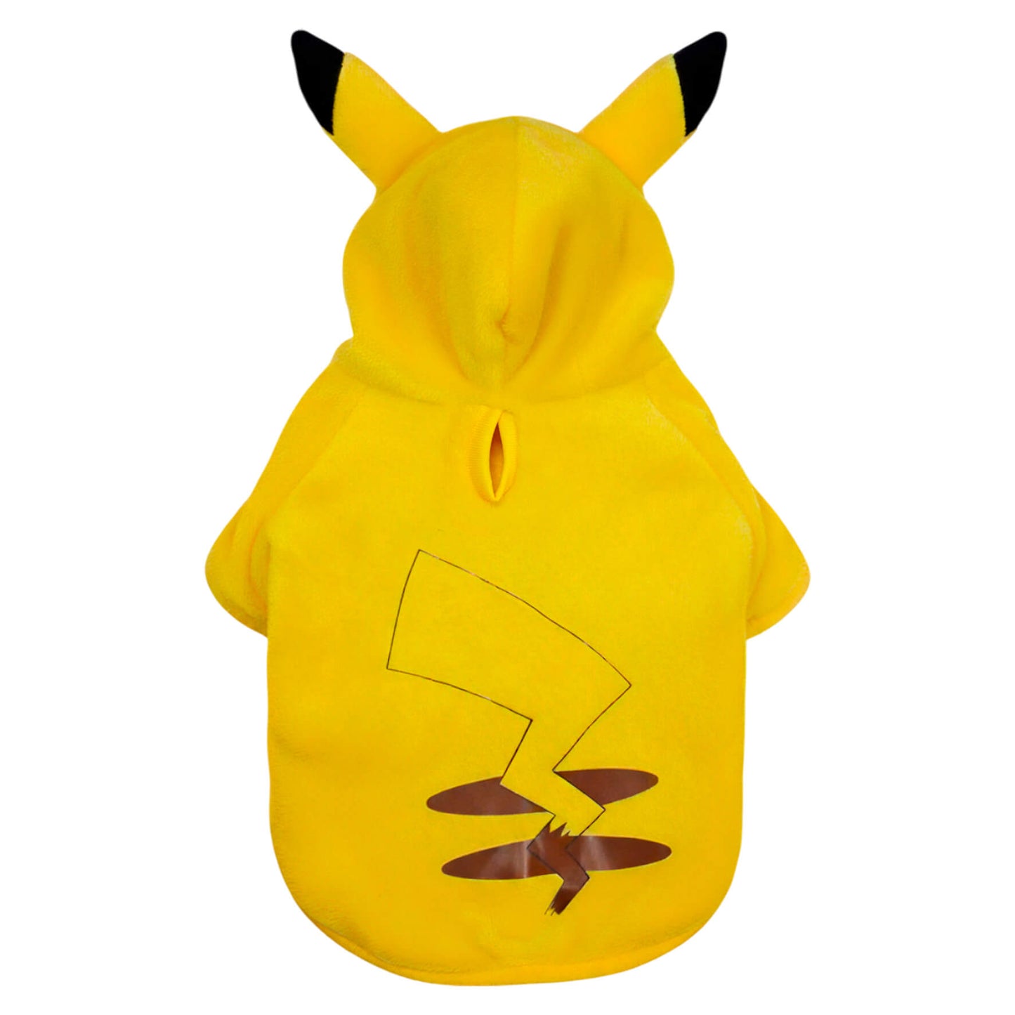  Buzo Pikachu para perros y gatos en piel de conejo amarillo 
con orejas en capota vista frontal - Animal Power Colombia
