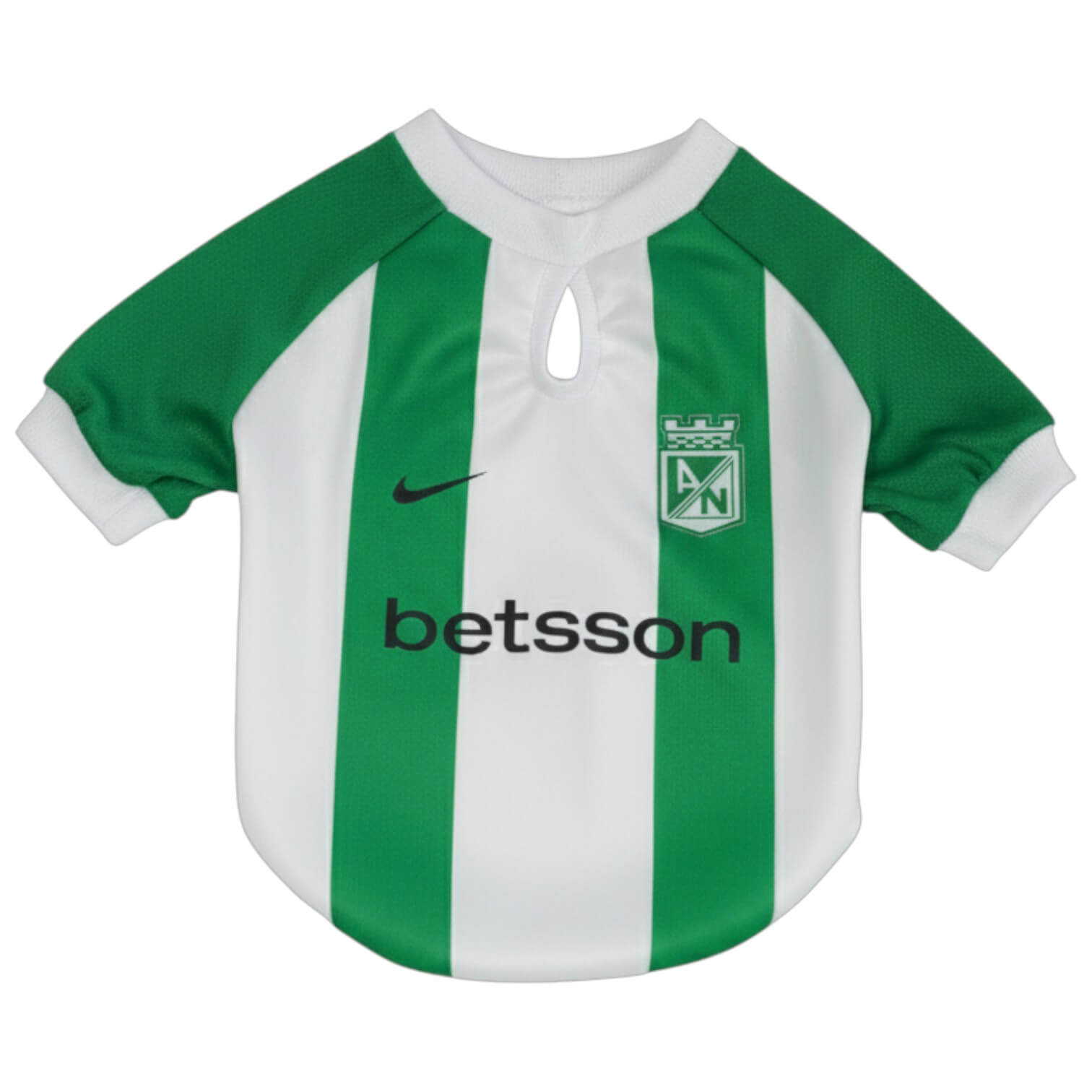 Camiseta Atlético Nacional para perros y gatos en tela 
deportiva verde con blanco vista frontal - Animal Power Colombia
