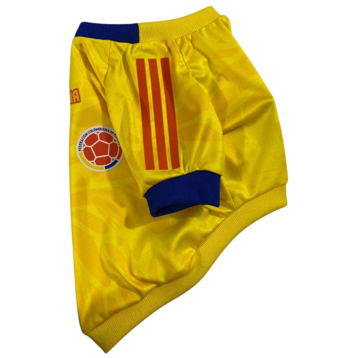  Camiseta Selección Colombia Mundial para perros y gatos 
en tela deportiva amarilla vista frontal - Animal Power Colombia
