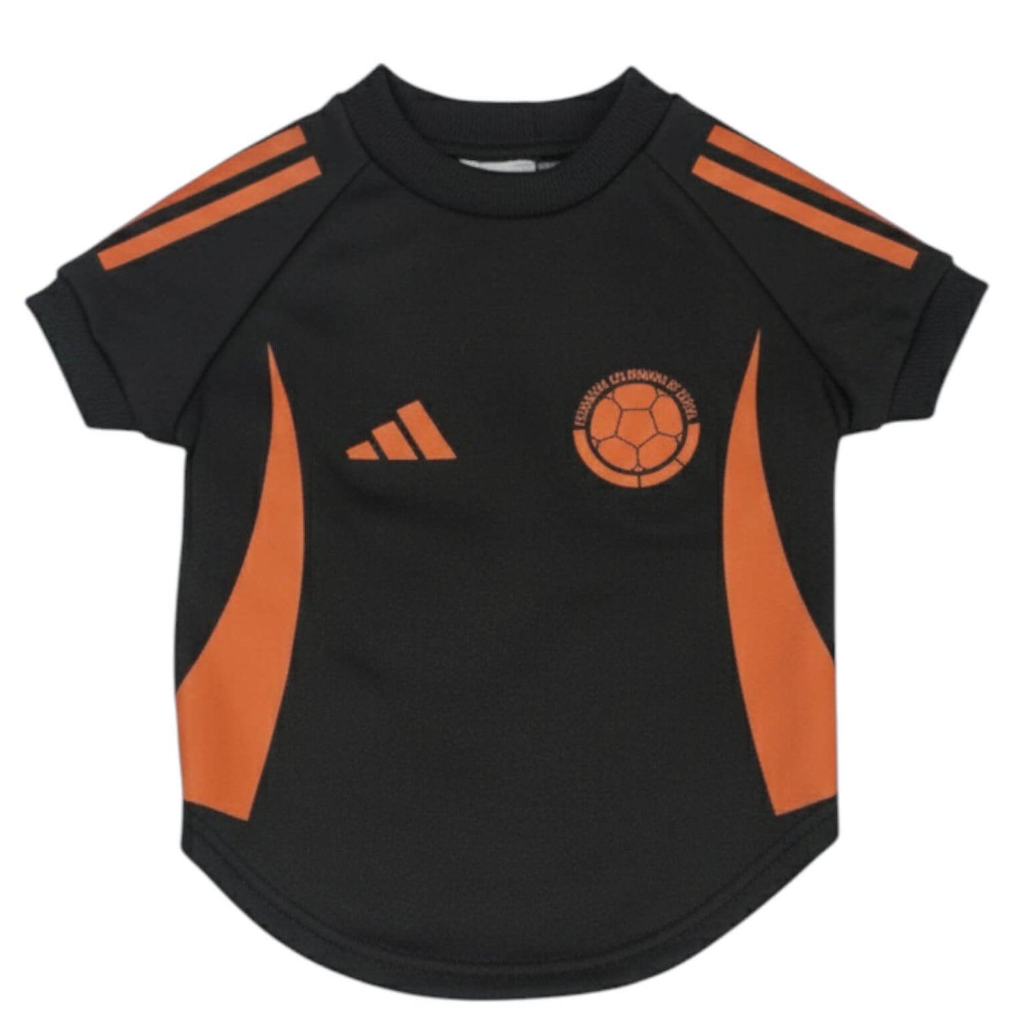 Camiseta Selección Colombia negra para perros y gatos 
en tela deportiva vista frontal - Animal Power Colombia
