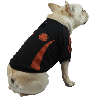 Camiseta Selección Colombia negra para perros y gatos 
en tela deportiva vista frontal - Animal Power Colombia
