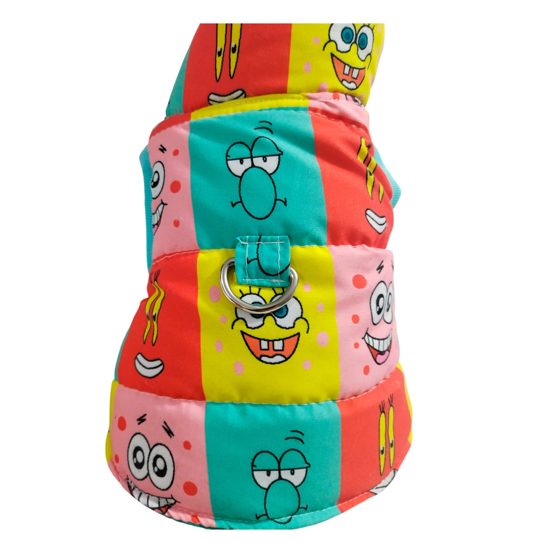 Chaleco acolchado para perros y gatos en antifluido 
forrado vista frontal - Animal Power Colombia
