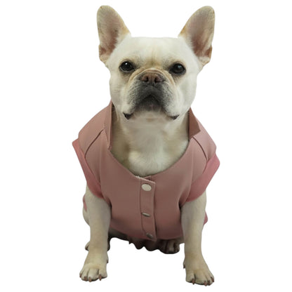 Chaleco Colibrí rosado para perros y gatos en cuerina 
vista frontal con estampado DTF - Animal Power Colombia
5