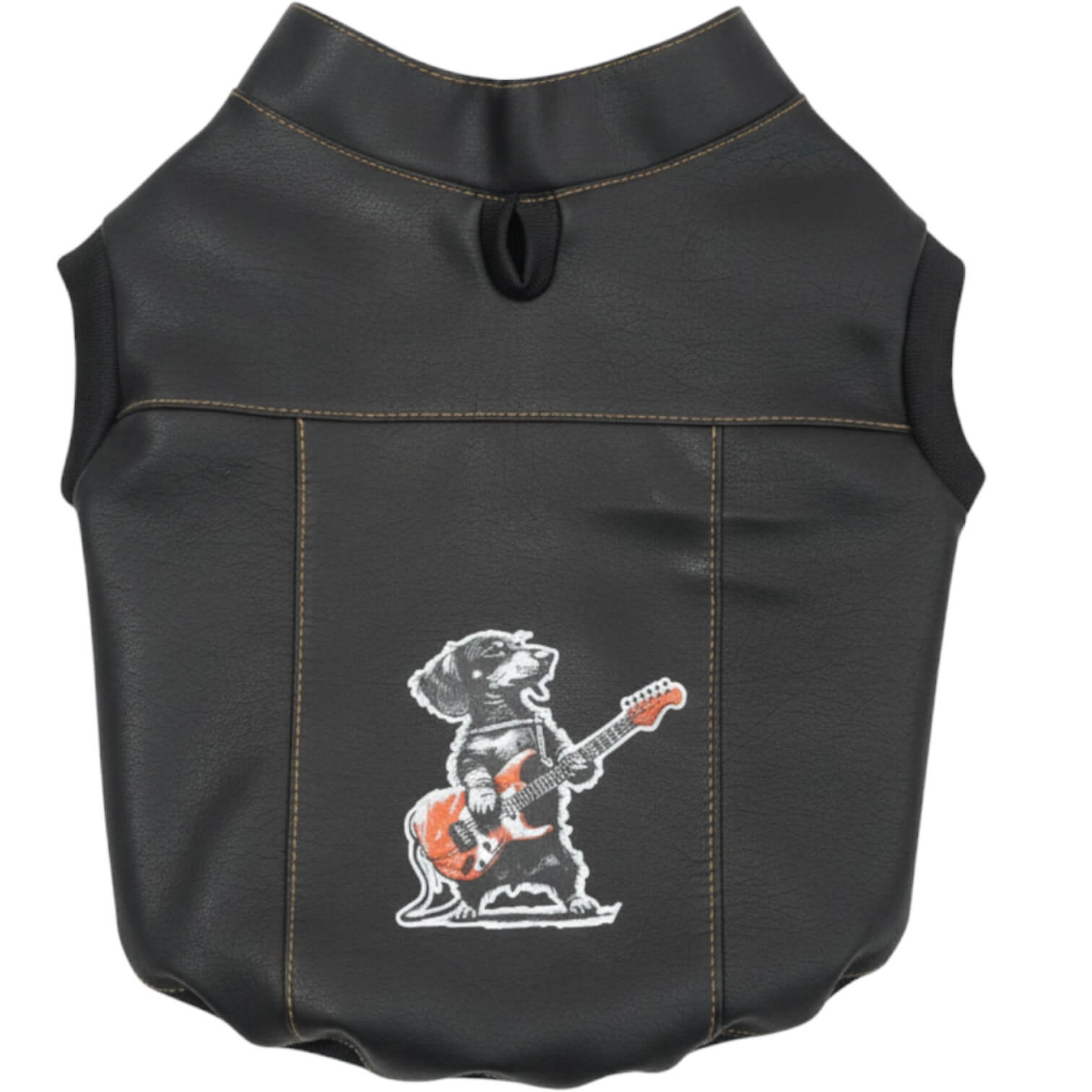 Chaleco Perrito para perros y gatos en cuerina negra 
vista frontal con estampado DTF - Animal Power Colombia 2
