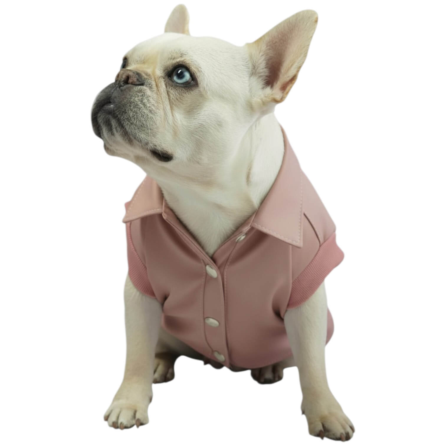 Chaleco Skull rosado para perros y gatos en cuerina 
vista frontal con estampado DTF - Animal Power Colombia
