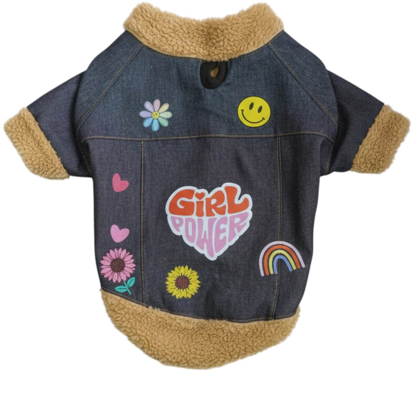  Chaqueta jean Girl Power para perros y gatos vista frontal 
- Animal Power Colombia
