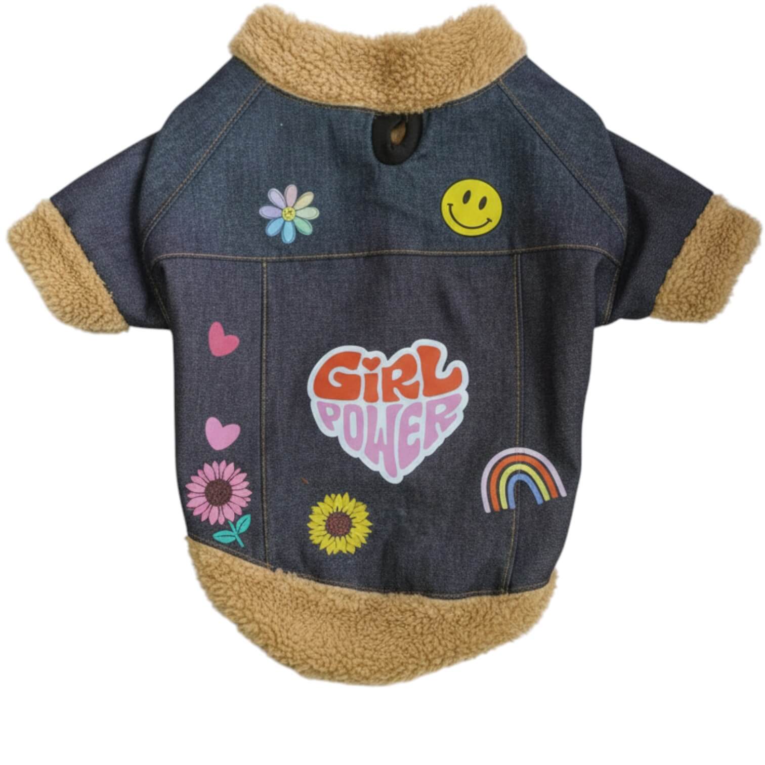  Chaqueta jean Girl Power para perros y gatos vista frontal 
- Animal Power Colombia
