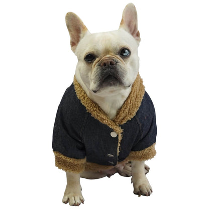 Chaqueta jean Snoopy para perros y gatos vista frontal 
- Animal Power Colombia
