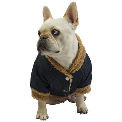 Chaqueta jean Snoopy para perros y gatos vista frontal 
- Animal Power Colombia
