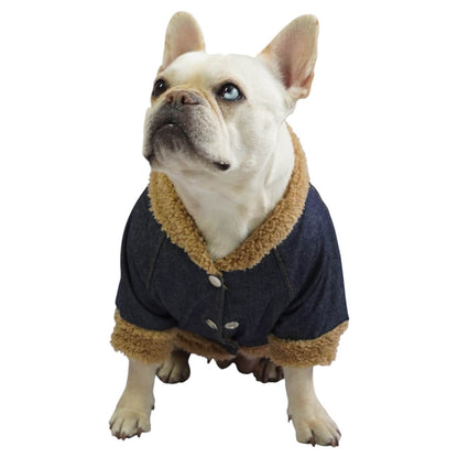 Chaqueta jean Snoopy para perros y gatos vista frontal 
- Animal Power Colombia
